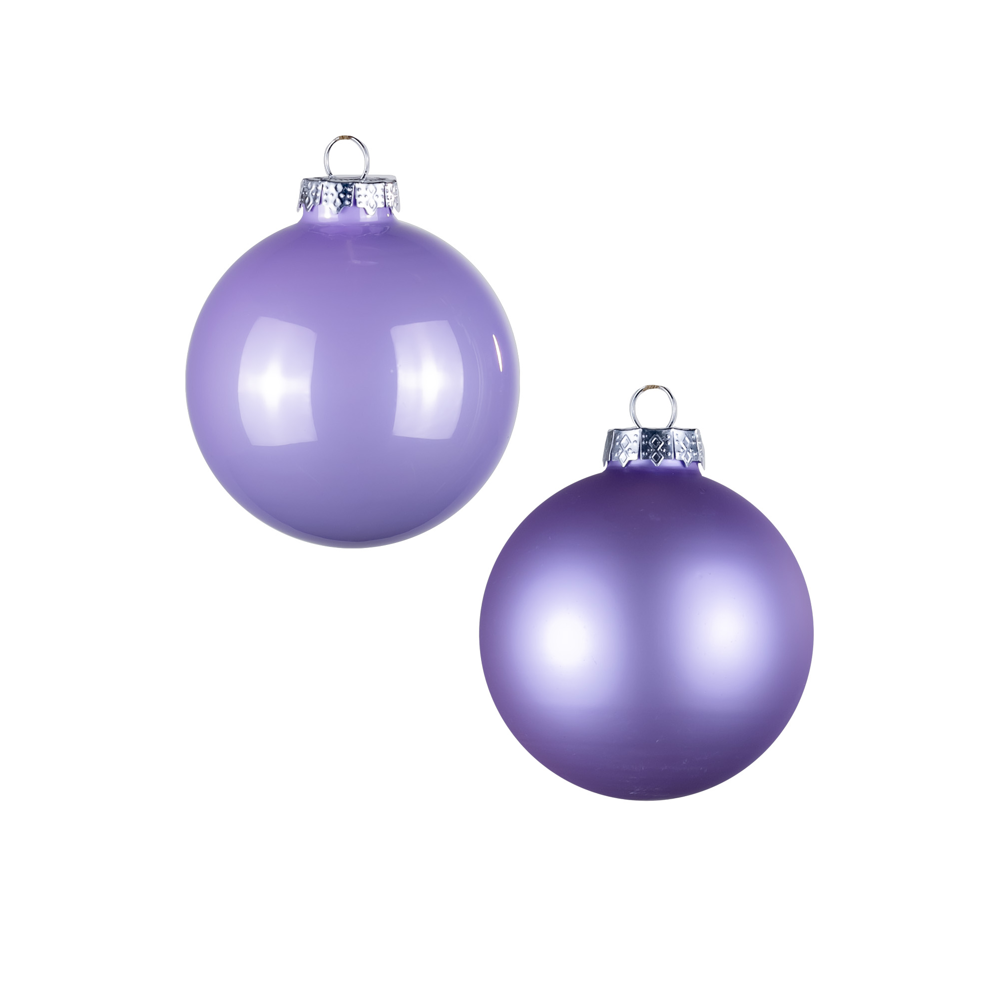 Glass christmas balls, plain , 16pcs, Purple